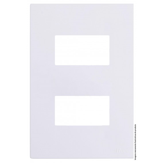 Placa 2 Módulos Separados com Suporte 4x2 - RECTA BRANCO GLOSS